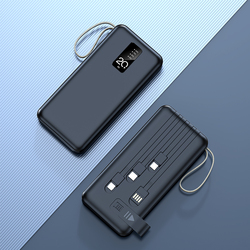 La vente en gros d'usine est livrée avec un support pour téléphone portable Sortie 2usb Câble de charge de sortie 1 à 4 20000 Mah Power Banks